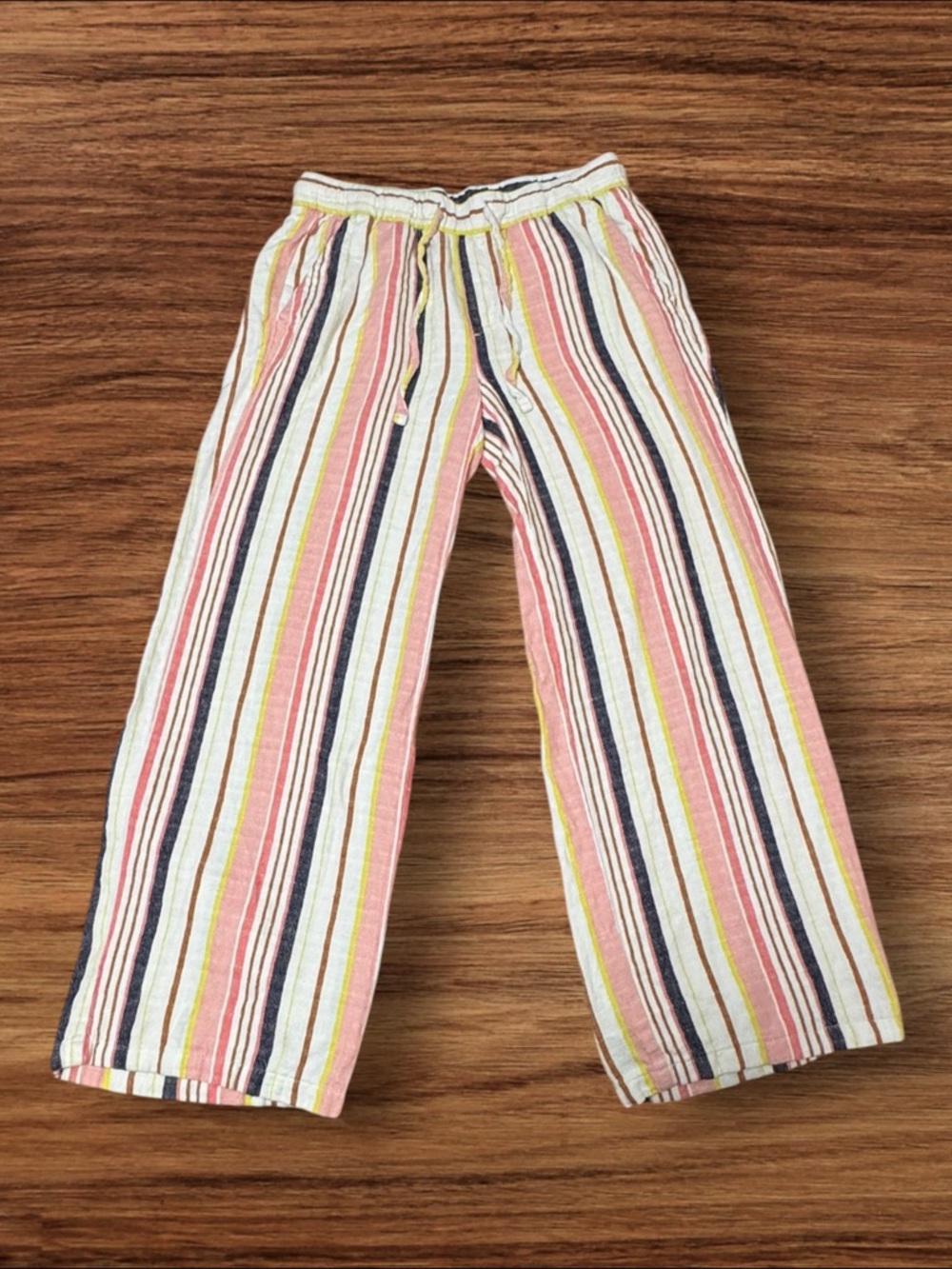 Old Navy Striped Wide-Leg Linen Blend Pants in Multi Pastel Size Medium